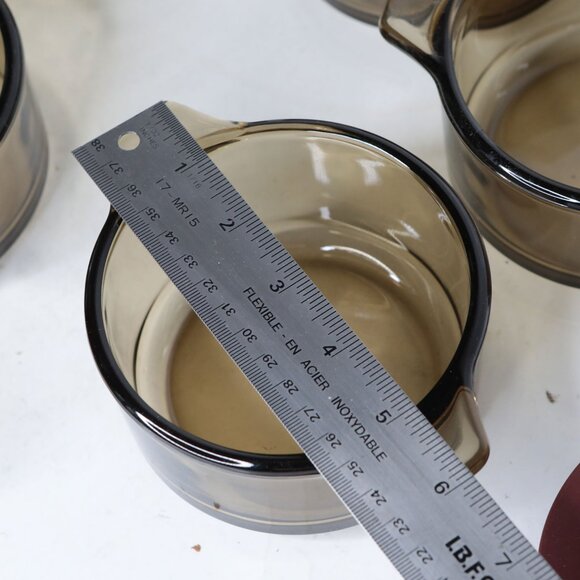 Vintage Dynaware Pyr-O-Rey Amber Glass Small Baking Casserole Bowls Mexico x 8 - Picture 8 of 15